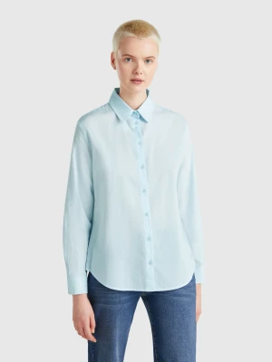 Benetton, Regular Fit Shirt In Light Cotton, size XXS, Sky Blue, Women United Colors of Benetton