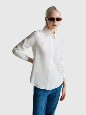 Benetton, Regular Fit Shirt In Lightweight Cotton, Size: XXS, White, Women United Colors of Benetton
