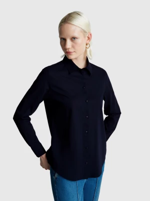 Benetton, Regular Fit Shirt In Lightweight Cotton, Size: XXS, Dark Blue, Women United Colors of Benetton