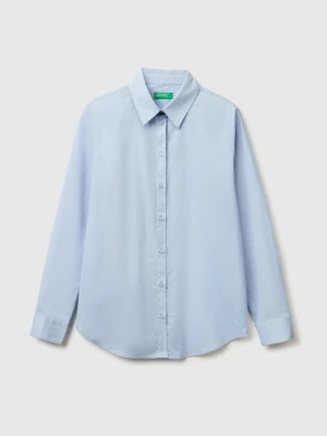 Benetton, Regular Fit Shirt In Lightweight Cotton, Size: XXS, Light Blue, Women United Colors of Benetton
