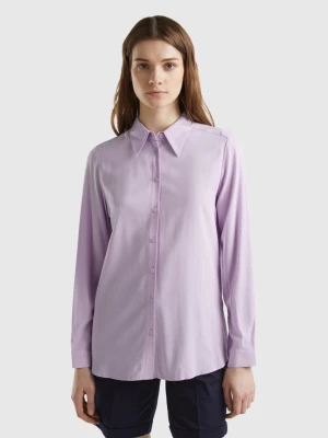 Benetton, Regular Fit Shirt In Sustainable Viscose, size L, Lilac, Women United Colors of Benetton