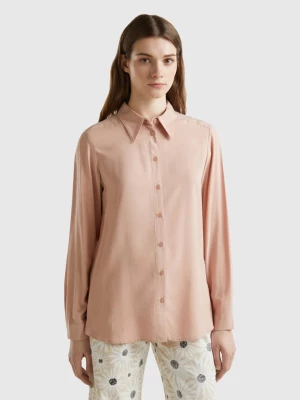 Benetton, Regular Fit Shirt In Sustainable Viscose, size L, Soft Pink, Women United Colors of Benetton