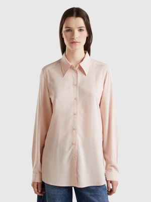 Benetton, Regular Fit Shirt In Sustainable Viscose, size L, Soft Pink, Women United Colors of Benetton