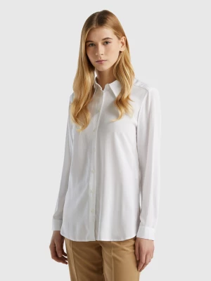 Benetton, Regular Fit Shirt In Sustainable Viscose, size L, White, Women United Colors of Benetton