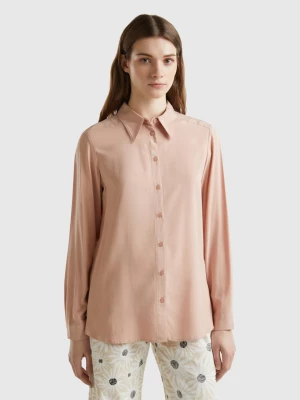 Benetton, Regular Fit Shirt In Sustainable Viscose, size S, Nude, Women United Colors of Benetton
