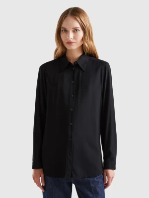 Benetton, Regular Fit Shirt In Sustainable Viscose, size XL, Black, Women United Colors of Benetton