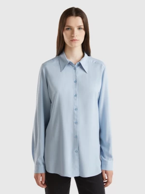 Benetton, Regular Fit Shirt In Sustainable Viscose, size XS, Sky Blue, Women United Colors of Benetton