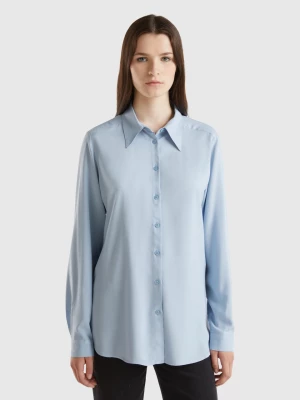 Benetton, Regular Fit Shirt In Sustainable Viscose, size XXS, Sky Blue, Women United Colors of Benetton