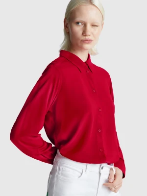 Benetton, Regular Fit Shirt In Viscose, Size: M, Strawberry, Women United Colors of Benetton