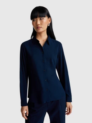 Benetton, Regular Fit Shirt In Viscose, Size: XXS, Dark Blue, Women United Colors of Benetton