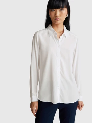 Benetton, Regular Fit Shirt In Viscose, Size: XXS, White, Women United Colors of Benetton