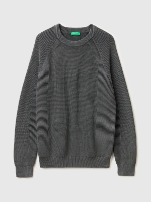 Benetton, Regular Fit Stone Washed Sweater, Size: XL, Dark Blue, Women United Colors of Benetton