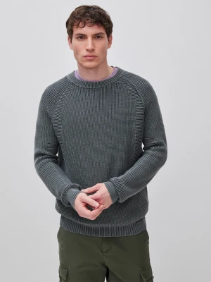 Benetton, Regular Fit Stone Washed Sweater, Size: XL, Dark Gray, Men United Colors of Benetton