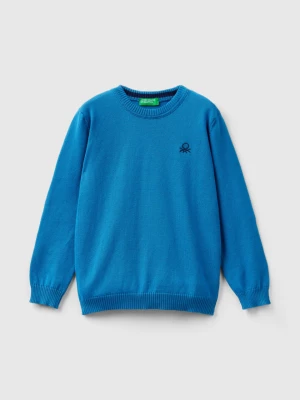 Benetton, Regular Fit Sweater In 100% Cotton, size 104, Blue, Kids United Colors of Benetton