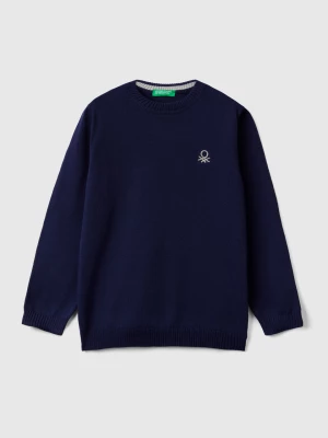 Benetton, Regular Fit Sweater In 100% Cotton, size 104, Dark Blue, Kids United Colors of Benetton