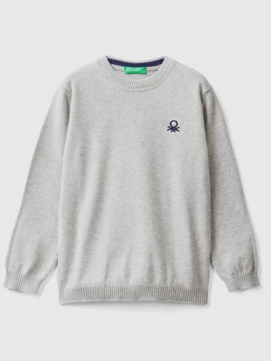 Benetton, Regular Fit Sweater In 100% Cotton, size 104, Light Gray, Kids United Colors of Benetton