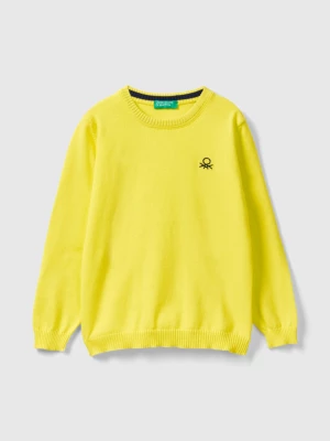 Benetton, Regular Fit Sweater In 100% Cotton, size 104, Yellow, Kids United Colors of Benetton