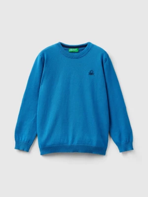Benetton, Regular Fit Sweater In 100% Cotton, size 110, Blue, Kids United Colors of Benetton