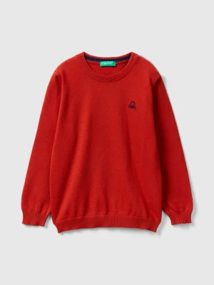 Benetton, Regular Fit Sweater In 100% Cotton, size 110, Brick Red, Kids United Colors of Benetton