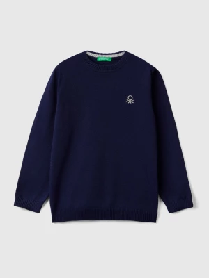 Benetton, Regular Fit Sweater In 100% Cotton, size 82, Dark Blue, Kids United Colors of Benetton