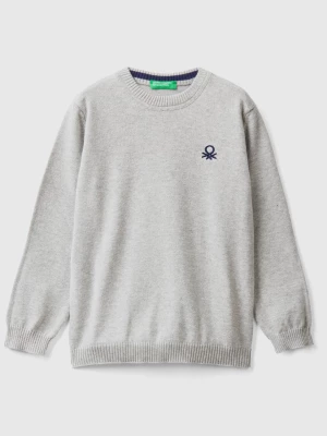 Benetton, Regular Fit Sweater In 100% Cotton, size 82, Light Gray, Kids United Colors of Benetton