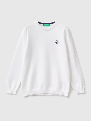 Benetton, Regular Fit Sweater In 100% Cotton, size 82, White, Kids United Colors of Benetton