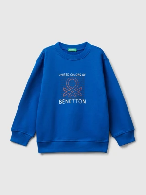 Benetton, Regular Fit Sweatshirt With Print, Size: 98, Bright Blue, Kids United Colors of Benetton