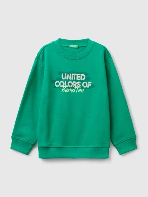 Benetton, Regular Fit Sweatshirt With Print, Size: 104, Green, Kids United Colors of Benetton