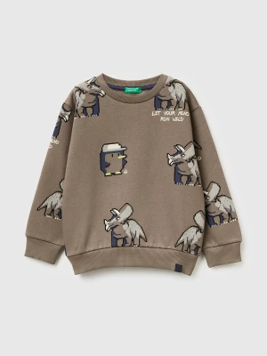 Benetton, Regular Fit Sweatshirt With Print, Size: 116, Dove Gray, Kids United Colors of Benetton