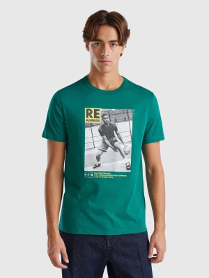 Benetton, Regular Fit T-shirt In Organic Cotton, size M, Dark Green, Men United Colors of Benetton