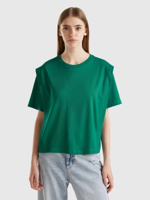 Benetton, Regular Fit T-shirt With Creases, size L, Dark Green, Women United Colors of Benetton