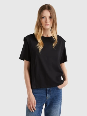 Benetton, Regular Fit T-shirt With Creases, size XL, Black, Women United Colors of Benetton