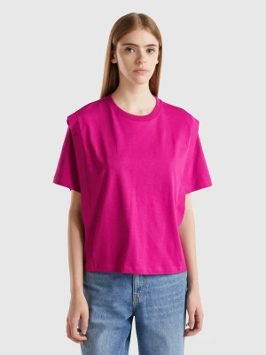 Zdjęcie produktu Benetton, Regular Fit T-shirt With Creases, size XS, Cyclamen, Women United Colors of Benetton