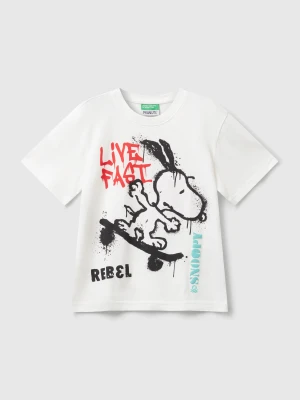 Benetton, Regular Fit T-shirt With ©peanuts Print, Size: 82, Creamy White, Kids United Colors of Benetton