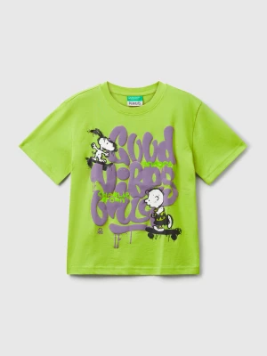 Benetton, Regular Fit T-shirt With ©peanuts Print, Size: 98, Green, Kids United Colors of Benetton
