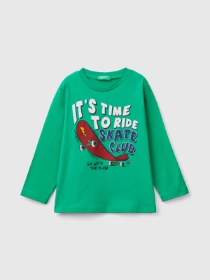 Benetton, Regular Fit T-shirt With Print, size 104, Green, Kids United Colors of Benetton