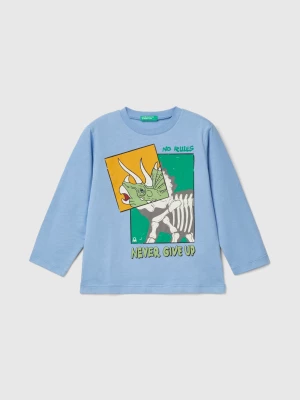 Benetton, Regular Fit T-shirt With Print, size 104, Light Blue, Kids United Colors of Benetton