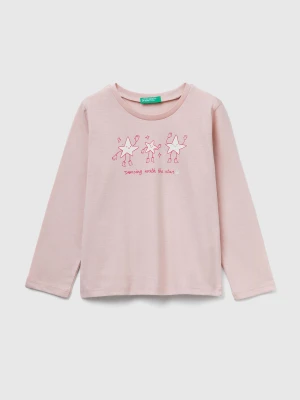 Benetton, Regular Fit T-shirt With Print, Size: 104, Soft Pink, Kids United Colors of Benetton