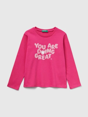 Benetton, Regular Fit T-shirt With Print, Size: 104, Fuchsia, Kids United Colors of Benetton