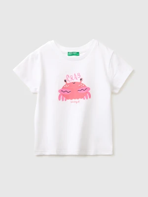 Benetton, Regular Fit T-shirt With Print, Size: 116, White, Kids United Colors of Benetton