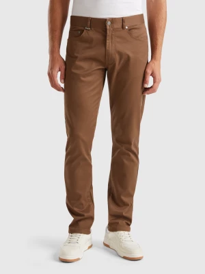 Benetton, Regular Fit Trousers, size 28, Brown, Men United Colors of Benetton