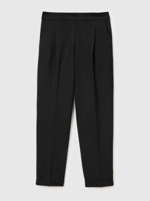 Benetton, Regular Fit Trousers With Crease, Size: XXS, Black, Women United Colors of Benetton