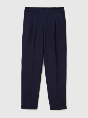 Benetton, Regular Fit Trousers With Crease, Size: XXS, Dark Blue, Women United Colors of Benetton