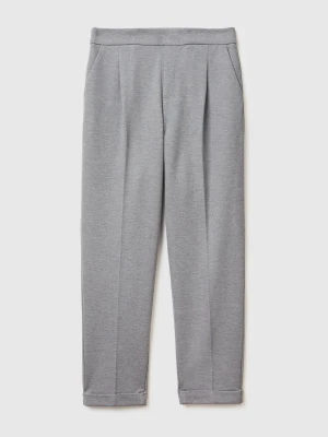 Benetton, Regular Fit Trousers With Crease, Size: XXS, Light Gray, Women United Colors of Benetton