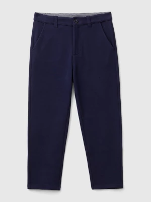 Benetton, Regular Fit Trousers With Drawstring, size 2XL, Dark Blue, Kids United Colors of Benetton