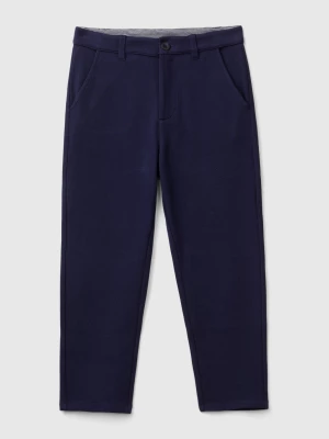 Benetton, Regular Fit Trousers With Drawstring, size M, Dark Blue, Kids United Colors of Benetton