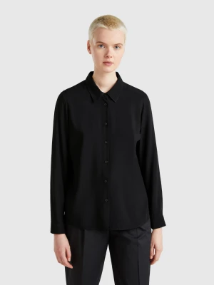 Benetton, Regular Fit Viscose Shirt, size XXS, Black, Women United Colors of Benetton