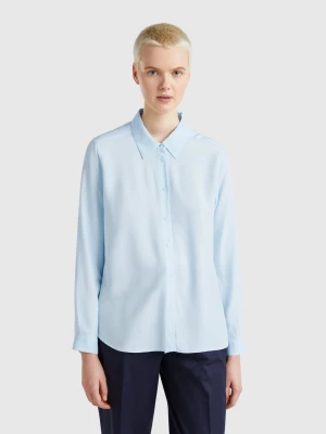 Benetton, Regular Fit Viscose Shirt, size XXS, Sky Blue, Women United Colors of Benetton