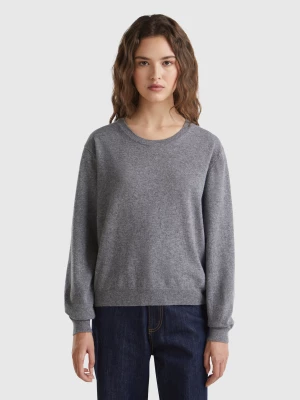 Benetton, Relaxed Fit Pure Merino Wool Sweater, size L, Gray, Women United Colors of Benetton