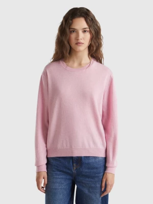 Benetton, Relaxed Fit Pure Merino Wool Sweater, size M, Pink, Women United Colors of Benetton